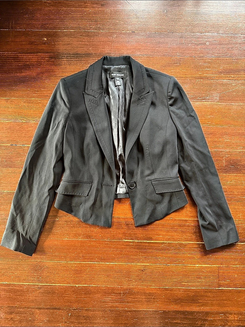 Club Monaco Cropped Wool Black Blazer
